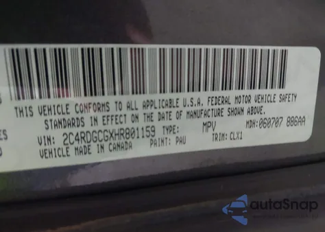 2017 Dodge Grand Caravan Sxt from USA, damaged, VIN 2C4RDGCGXHR801159